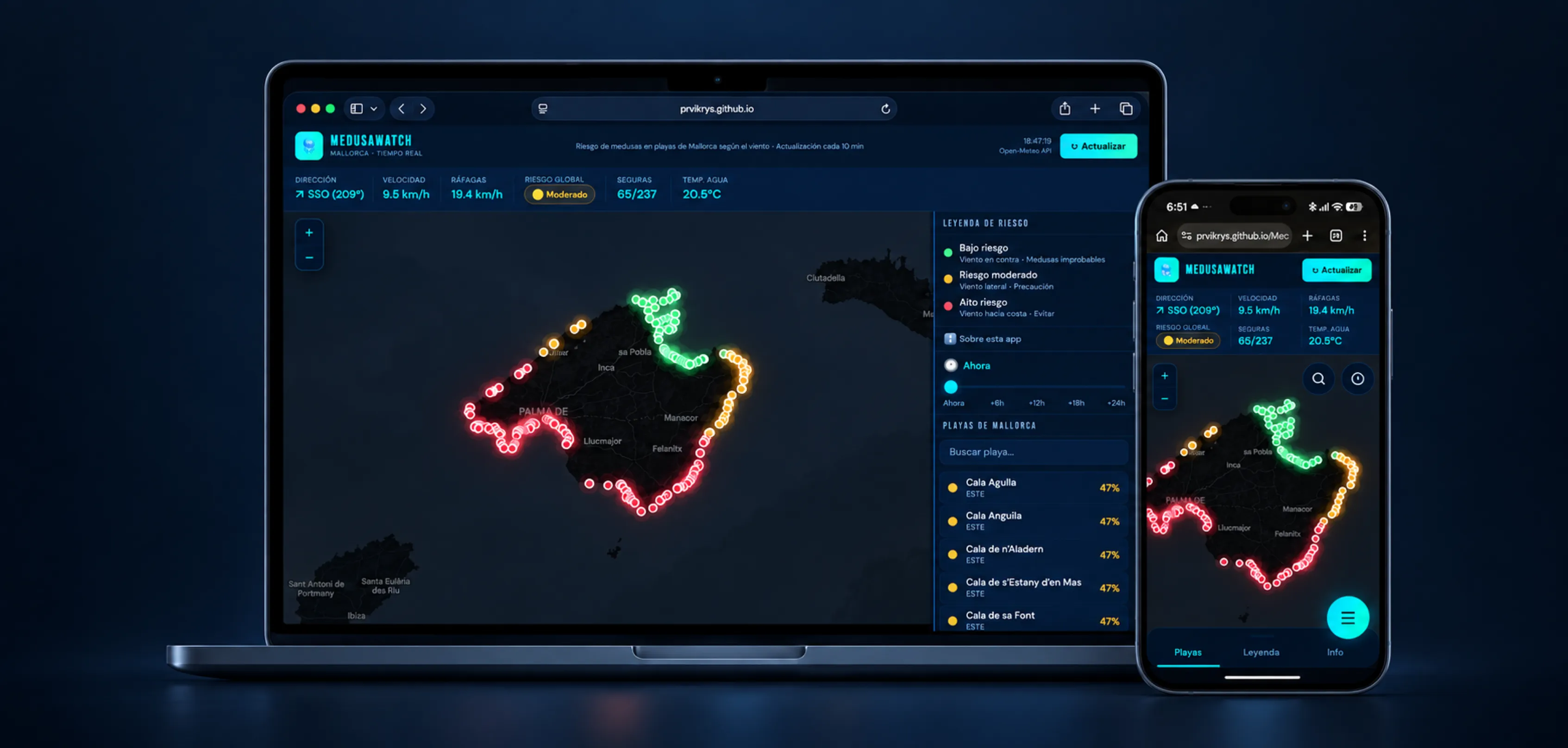 MedusaWatch: mapa de riesgo estimado de medusas en las playas de Mallorca